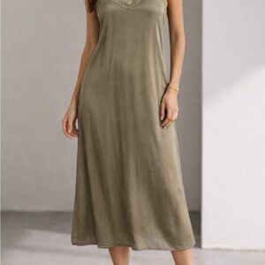 Muted Green Slip Maxi Dress M
